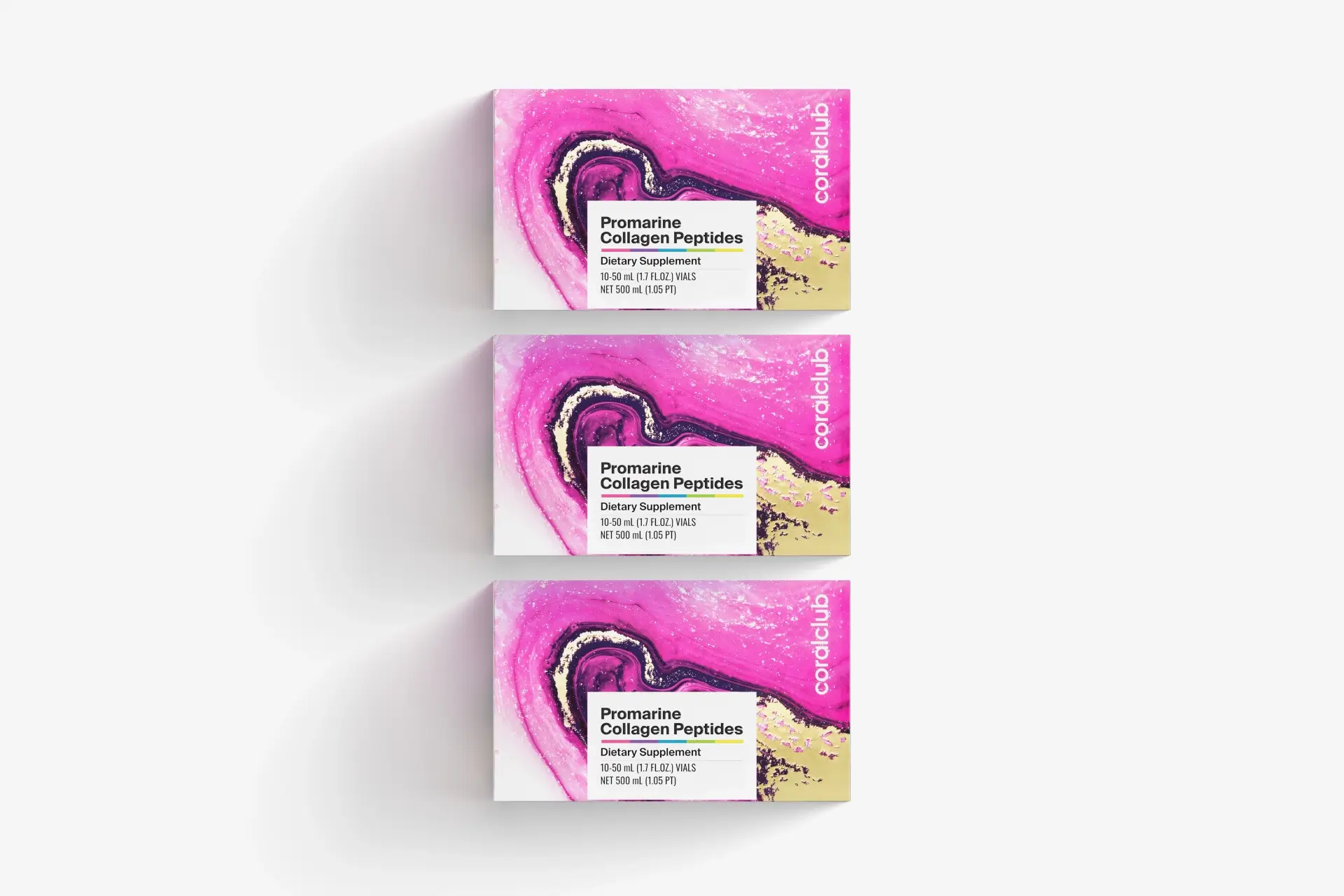 Promarine Collagen Peptides – complemento alimenticio con edulcorantes. 3 envases de 10 viales cada uno. Volumen: 1500 ml (30 х 50 ml).